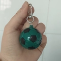 Mini portachiavi a forma di pallone da calcio verde e nero con gancio a D in argento - Stile fibbia a cancello / Verde Scuro