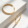 Elegant gold-plated S925 sterling silver hoop earrings with faceted texture finish - New Version Gold