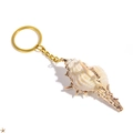 Golden rimmed natural conch shell keychain with polished gold-tone metal ring - 6# (White Murex Shell)