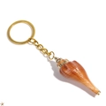 Golden keychain with natural brown seashell pendant on a white background - 8# (Natural Long Screw Shell)