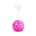 Ροζ βάση κάρτας disco ball με μεταλλικό σπιράλ κλιπ για διακόσμηση τραπεζιού γάμου - Κλιπ Μπάλας Ντίσκο / 5cm Τριανταφυλλί Στήριγμα Μπάλας