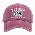 Classic washed cotton baseball cap in burgundy with 2025 Retired embroidery design - One Size / Burgundy