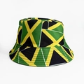 Reversible bucket hat with green, yellow and black geometric pattern for sports fans - M (56-58cm) / Jamaica