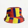 Reversible 2026 World Cup bucket hat with red, yellow, and blue geometric stripes - Colombia Red Yellow Blue Colorblock Style