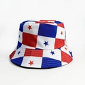 Reversible bucket hat with Panama flag colors and star pattern for summer sun protection - Panama Checkered Stars Style