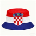 Reversible Croatia national team bucket hat with flag stripes and national emblem crest - Croatia Flag Red White Checkered Style