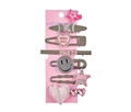Lot de barrettes roses avec cœurs et étoiles sur support en carton rose fait main - Styles Cœur, Étoile et Visage Souriant (Image 7) / Rose Style Coréen