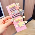 Lot de 7 barrettes avec étoiles jaunes, cœurs roses et oursons en résine sur présentoir - Style Ours, Cœur et Étoile 3D (Image 11) / Combo Jaune Rose Argent