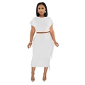 Ensemble deux pièces blanc pour femme avec haut court et jupe midi à franges élégante - Blanc
