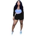 Detail of three-piece set featuring black zip-up hoodie, white crop top, and drawstring shorts - S / Black