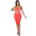 Sexy rotes rückenfreies Bodycon-Kleid mit Strass-Punkten und dünnen Spaghettiträgern - S / Rot