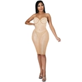 Sexy rückenfreies Bodycon-Kleid in Apricot mit Strasssteinen und schmalen Trägern - S / Aprikose