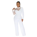 Detail of white mesh sleeve with polka dot pattern and elegant mock neck bodysuit - White