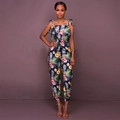 Tuta blu navy con stampa tropicale, motivi di ananas e spalline con fiocco - S / Blu scuro