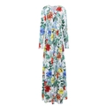 Abito lungo floreale con scollo a V e maniche lunghe su sfondo bianco pulito - S / Stampa Botanica Tropicale (591016)