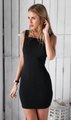 Slim fit black sleeveless mini dress with square neckline in elastic knit fabric - S / Black