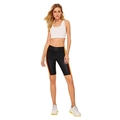Women's white crop top and black yoga shorts with rainbow stripes for fitness - S / Black Rainbow Striped (V1807-001)