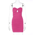 Enges rückenfreies Minikleid in Rosarot mit Raffungen und Knotendetail vorne - Fuchsia