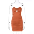 Raffiniertes oranges Bodycon-Kleid mit Keyhole-Detail und rückenfreiem Design in Orange - Orangerot