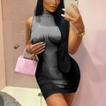 Detail of body print on sleeveless bodycon dress with realistic 3D graphic torso design - Black