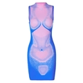 Damen Ärmelloses Mini-Kleid mit kreativem 3D-Körperkontur-Wärmebild-Druckmuster Design - S / Blau