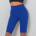 Hellblaue Radlerhose mit hoher Taille für Yoga und Fitness Training, nahtlos - Blau