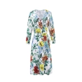 Floral print long sleeve V-neck bohemian dress in white with colorful botanical patterns - S / Multicolor Floral (431015)