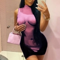 Body morph print slim fit sleeveless dress in pink and black artistic design - Pink