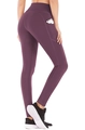 Detail of high waisted yoga leggings with functional side pockets in plum purple fabric - Purple Grey