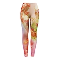 Legging en mesh taille haute pour femme avec imprimé floral numérique coloré sur blanc - S / Style Floral Multicolore Artistique (B468-001)
