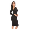 Slim fit black one-shoulder dress with long sleeve and asymmetrical neckline design - L / Black (GA024)