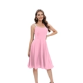 Rosa-weiß kariertes A-Linien-Kleid mit Spaghettiträgern und weitem Sommerrock - S / Rosa und Weiß Kariert (B361-1025)