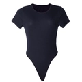 Body negro de manga corta con tejido acanalado y cuello redondo en diseño entallado - S / Azul Marino