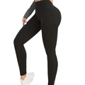 Leggings da yoga neri a vita alta senza cuciture con effetto modellante e push-up - S / Nero
