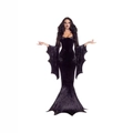 Robe gothique en velours noir avec manches chauve-souris et coupe sirène pour Halloween - S / Noir (XG091-A2)