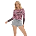 Top corto in mesh sfumato rosa e nero con stampa di fantasmi Horror Night per Halloween - Stile Fantasma Sfumato Rosa Nero (GA238-ZQ0010W)