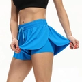 Breathable bright blue 2-in-1 sports skort with drawstring elastic waist for women - S / Royal Blue