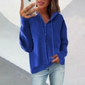 Women's royal blue hooded knit cardigan sweater with buttons in a loose fit style - S / Royal Blue