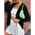 Schwarze Strickjacke für Damen mit Kapuze, Kordelzug und Knöpfen in lockerer Passform - S / Schwarz