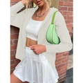 Lässige weiße langärmelige Strickjacke mit Kapuze und Knopfleiste für Damen - S / Gebrochenes Weiß