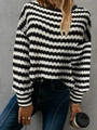 Casual dames trui met zwart-witte strepen gecombineerd met een slimme jeans voor dagelijks - S / Zwart