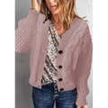 Dames grofgebreid vest in mauve met klassiek kabelpatroon en een elegante V-hals - S / Roze