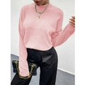 Rosafarbener Damen-Strickpullover mit Rundhalsausschnitt und weicher, angerauter Textur - S / Rosa