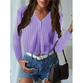 Gilet en maille violette pour femme avec manches longues et col en V à boutonnage simple - S / Violet