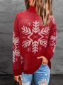 Jersey navideño rojo festivo con estampados de copos de nieve blancos y textura de mohair - S / Rojo