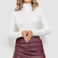 Jersey de cuello alto blanco para mujer con punto acanalado y puños con ribete ondulado - S / Blanco