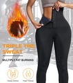 Dettaglio dei leggings sauna a vita alta con chiusure a gancio regolabili a tre file - S / Sauna Nero
