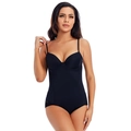 Detail of black seamless shapewear with supportive cups and adjustable straps - S / Black