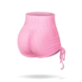 Rosa High Waist Yoga Shorts mit gerafftem Po, Kordelzug an der Seite und Wabenstruktur-Gewebe - Rosa Shorts / S