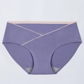 Maternity low waist V-shaped lace panties in dark purple with cotton lining - Purple